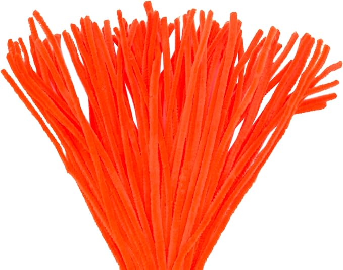 Orange Chenille Stems Pipe Cleaners, 12 Inch Colored Craft Supplies, 200 Pcs Pastel Pipe Cleaners for Crochet Projects, Holiday Wreath, DIY Art