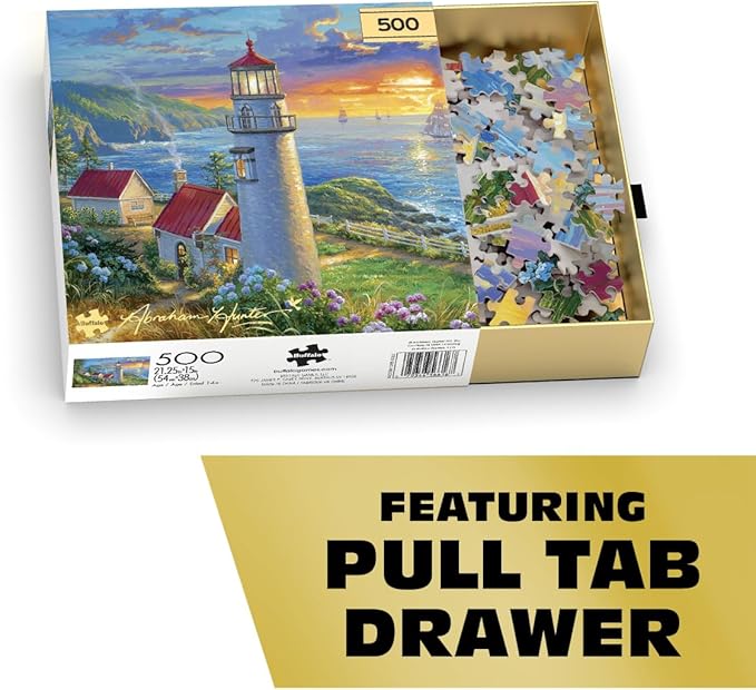 Buffalo Games – 500 Piece Jigsaw Puzzle - Evening Watch - Abraham Hunter - Premium Gold Collection Giftable Puzzle for Adults – Precision-Cut Pieces