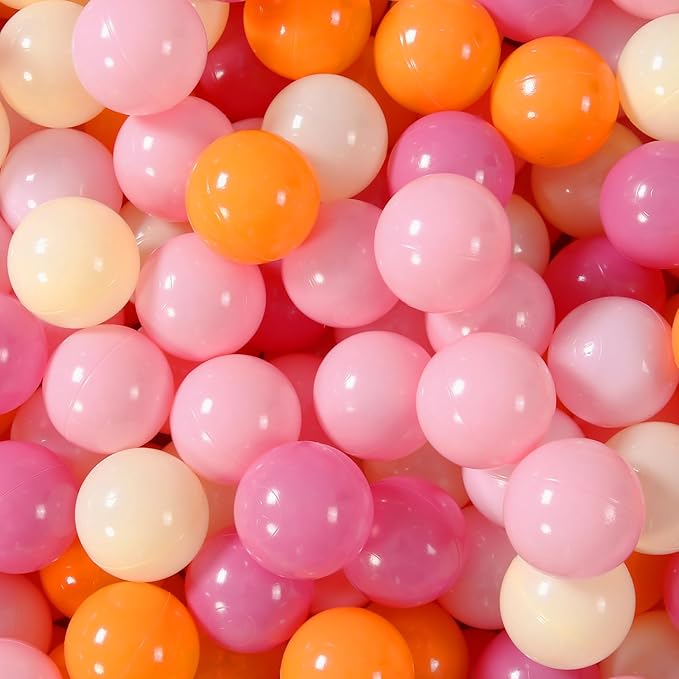 GOGOSO Ball Pit Balls for Toddler, Baby Plastic Playballs Kids Soft Pastel Pelotas Non-Toxic BPA-Free 3pink+Orange+Yellow, 1000 Balls