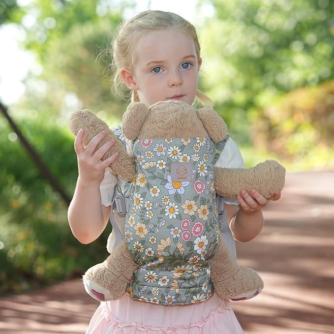 GAGAKU Baby Doll Carrier for Kids, Toy Baby Doll Sling Reborn Baby Dolls Carrier with Adjustable Straps, Doll Accessories - Green
