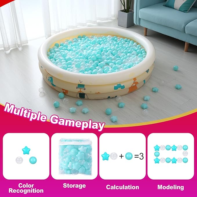 Realhaha Ball Pit Balls 50 100 200 500, Star Shapes for Babies Kids Playpen Plastic Balls for Babies Ball Pool Puppy Playballs