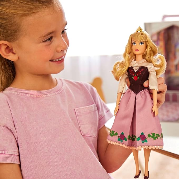 Disney Store Official Aurora Story Doll - 11 Inches - Includes Coloring Book and Additional Dress, Princess Doll in Classic Outfit, Disney Princess Toys for Girls