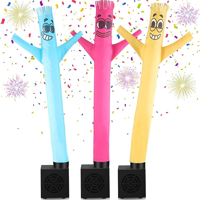 Poen 3 Pcs Mini Inflatable Tube Man White Elephant Gift Funny Gag Birthday Wacky Waving Inflatable Guy with Blower Desktop Mini Dancer Gift for Women Party Decoration(Humour)