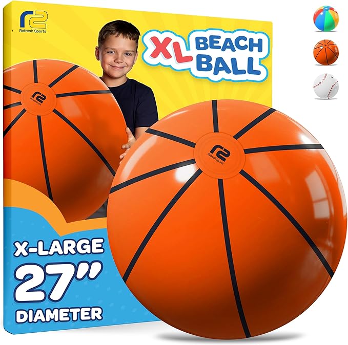 Large Beach Ball - New 8-Panel Design for Enhanced Durability and Ultra Round Shape - Best Big Beach Ball For Kids & Adults - 3X Thickness Material to Withstand Rough Play - Top Pool Party Hit of 2025