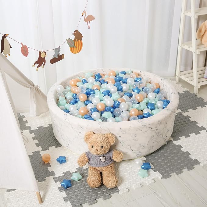 STARBOLO Ball Pit Balls - 100pcs Crush Proof Plastic Star Balls Children's Toy Balls Macaron Ocean Ball for Birthday Party Tent Games Pool