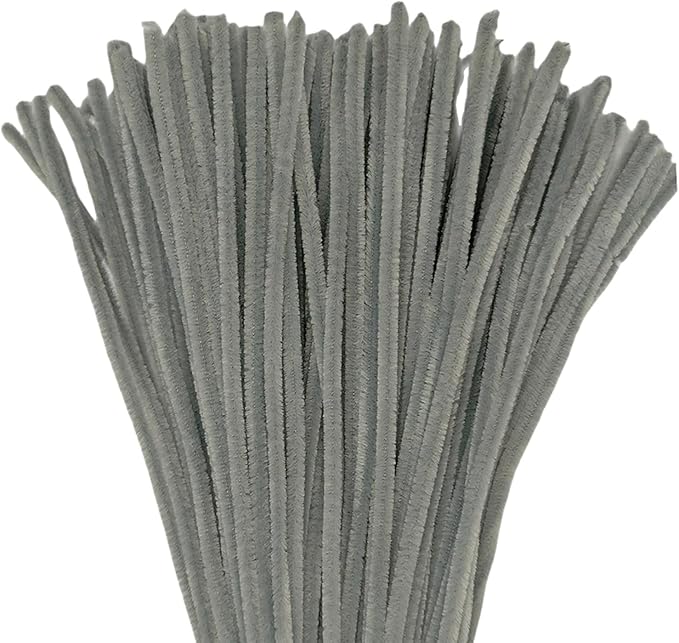 Gray Chenille Stems Craft Supplies, 12 Inch Colored Pipe Cleaners, 200 Pcs Pastel Pipe Cleaners for Crochet Projects, Holiday Wreath, DIY Art Craft