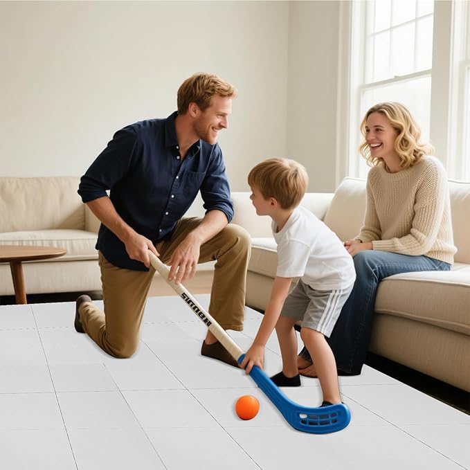 8 PCS Hockey Floor Tiles Mats, Interlocking Dryland Synthetic Ice Tiles for Hockey Training Equipment Board for Shooting Outdoor Indoor, Expandable & Easy Install
