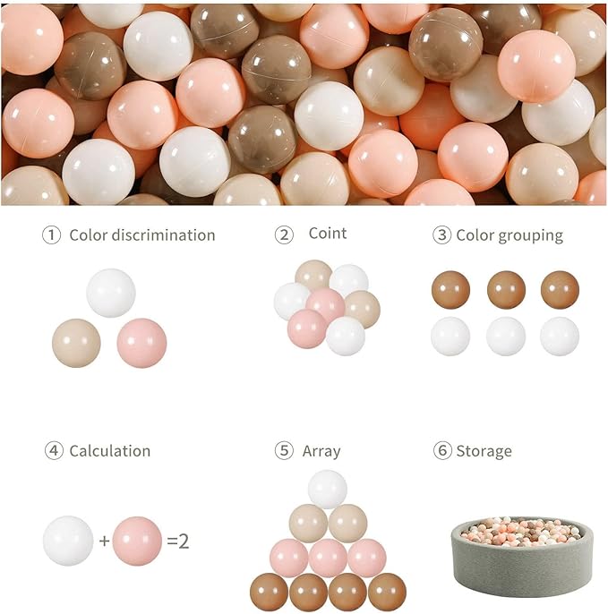 GOGOSO Ball Pit Balls for Toddlers Kids Plastic Balls for Ball-Pit Playpen Pool Baby Play Pastel BPA-Free Non Toxic Play Pastel Crush Proof Bal 50 100 200 500 1000 Count