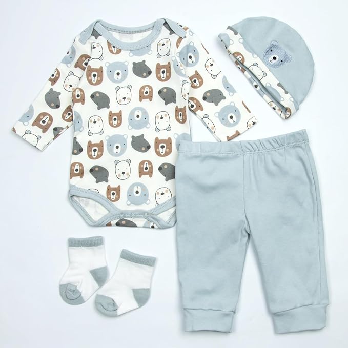 Reborn Baby Doll Clothes Boy Accessories 18-22 Inch Reborn Doll Clothes for Baby Doll Clothing Blue Bear 4 Pieces Set