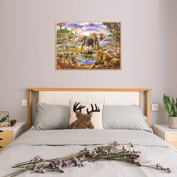 Jigsaw Puzzles 1000 Pieces African Animal Puzzles Animal World Jigsaw Puzzles for Adult Teens Kids Jungle Scene Jigsaw Puzzles Game Toy Gift Home Decoration