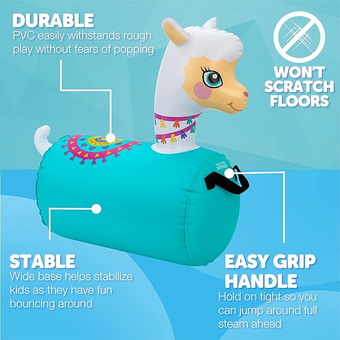 WADDLE Hip Hopper Inflatable Hopping Animal Bouncer Llama, Ages 2 and Up, Supports Up to 85 Pounds