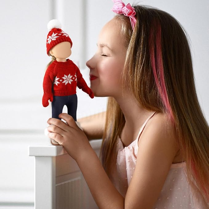 Geyoga Christmas 18 Inch Doll Clothes and Accessories Winter Doll Outfits Set Sweaters Trousers Hats Shoes for 18 Inch Doll Gifts(Snowflake Style)