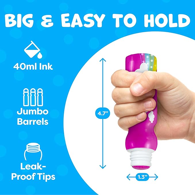 Dot Markers For Toddlers 1-3 - Dot Art Paints Washable For Kids - Includes Printed & PDF Coloring Sheets - Toddler Arts And Crafts - Preschool Learning Activities - Bingo Daubers For Toddlers 2-4