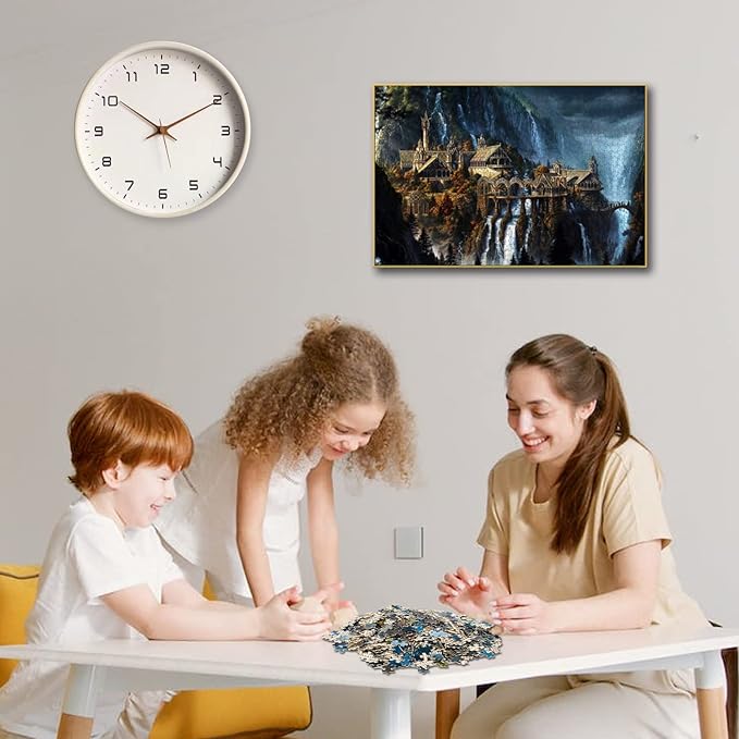Lord of The Rings 1000 Piece Puzzle for Adults - Waterfall Town Artwork Jigsaw Family Game