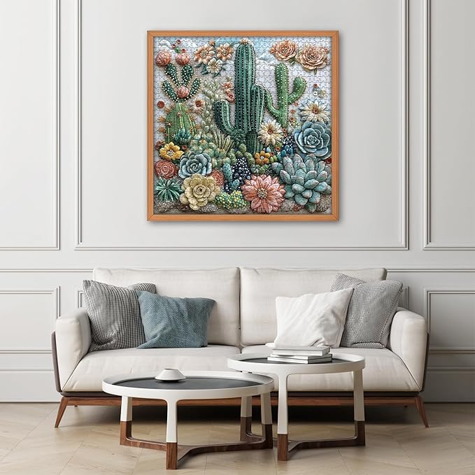 Cactus Puzzle for Adults, Unique Succulent Flower Plant Puzzle, Floral Nature Art Puzzle1000 Pieces, Challenging Aesthetic Jigsaw Puzzle