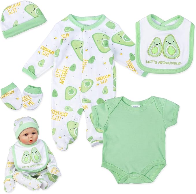 Reborn Doll Baby Girl Clothes 5pcs Outfits for 17-22 Inch Baby Doll Clothing Reborn Newborn Dolls Clothes Accessories