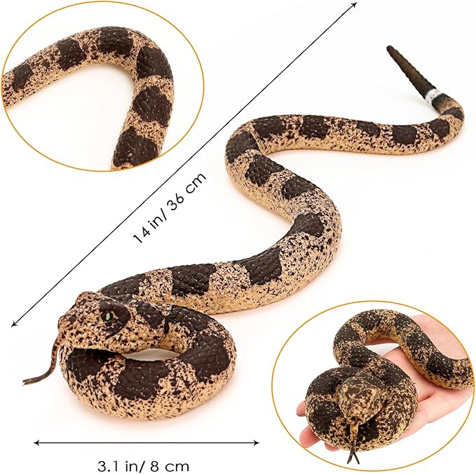 1pc Realistic Rubber Snakes Plastic Snakes Prank Snake for Party, Tricking People, Garden Props Decorations, 13in
