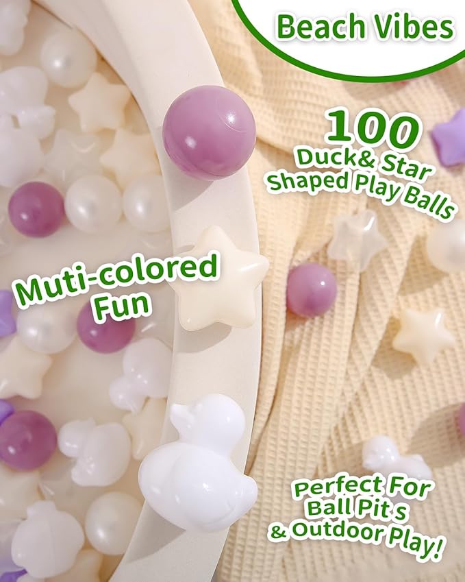 TRENDPLAY Ball Pit Balls Shapes Pastel, Duck Star Shape Non Toxic for Toddlers Kids Baby Girls Boys Dogs Soft Play,Party, 50 100 200