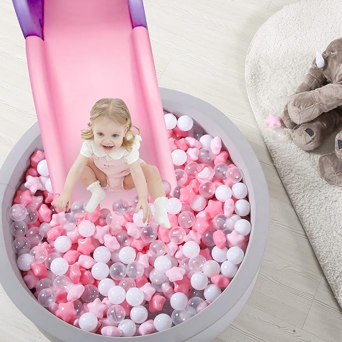 TRENDPLAY Star Ball Pit Balls for Toddlers -50 100 200 Count Star Balls Different Shapes, Non-Toxic Plastic Balls for Safe Play, Boys Girls Festival Party Decoration