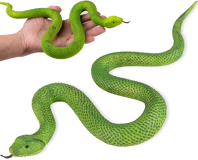 LRCXL Realistic Fake Snakes Toy Soft Rubber Snakes to Keep Birds Away - Green Garden Snake Toys for Garden Props to Keep Birds Away, Scare Squirrels, Mice, Pranks Halloween Decoration Props