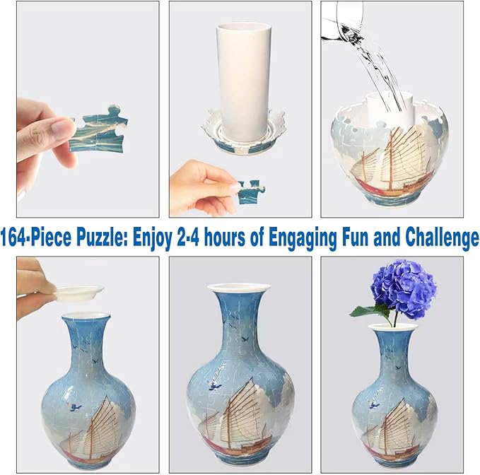 3D Puzzle Vase for Adults, 164 Piece Unique Flower Vase, Crafts for Adults, Home Decor Gift for Flower Arrangements