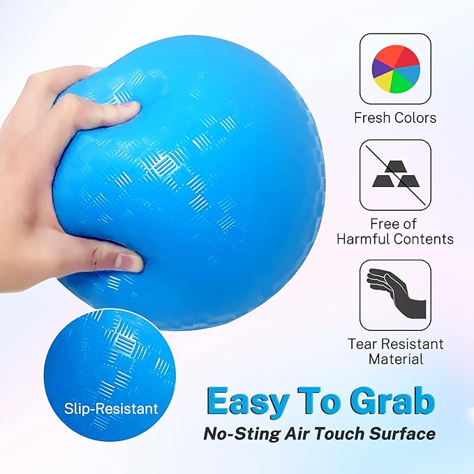 8.5 Inch Dodgeballs Playground Balls, Dodge Ball Set for Kids & Adults, Bouncing Kickballs Handball for Outdoor & Indoor Games - Includes Pump & Mesh Storage Bag