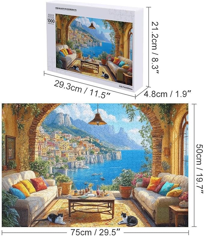 -Amalfi Coast- 1000 Piece Jigsaw Puzzle for Adults - Challenging Puzzle Perfect for Game Nights - Finished Size is 20.5 x 15 -Gift for Christmas, Anniversary, Birthday,Family