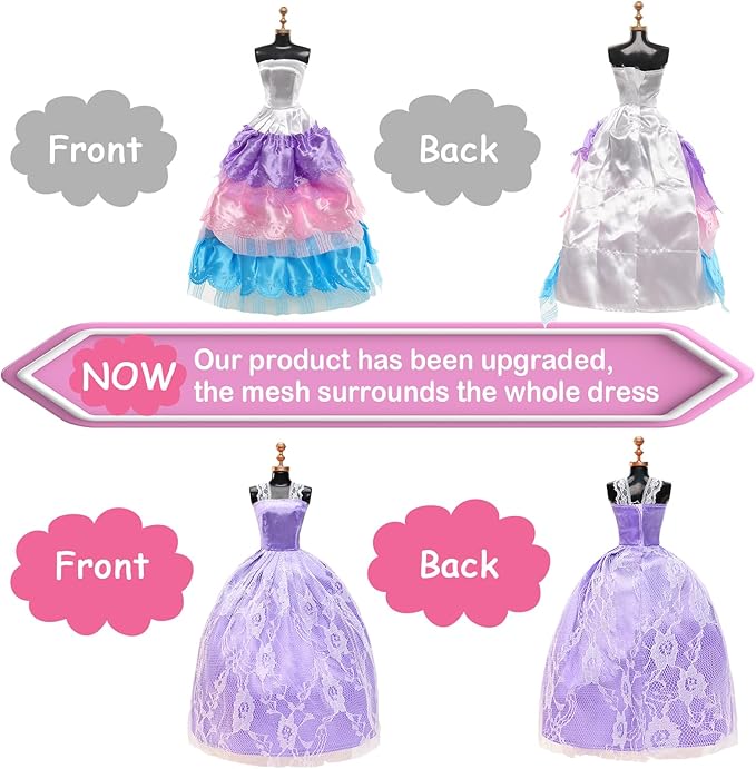BARWA 10 Pcs Doll Dresses with 17 Accessories Handmade Doll Clothes and Accessories Wedding Gowns Party Dresses for 11.5 inch Dolls