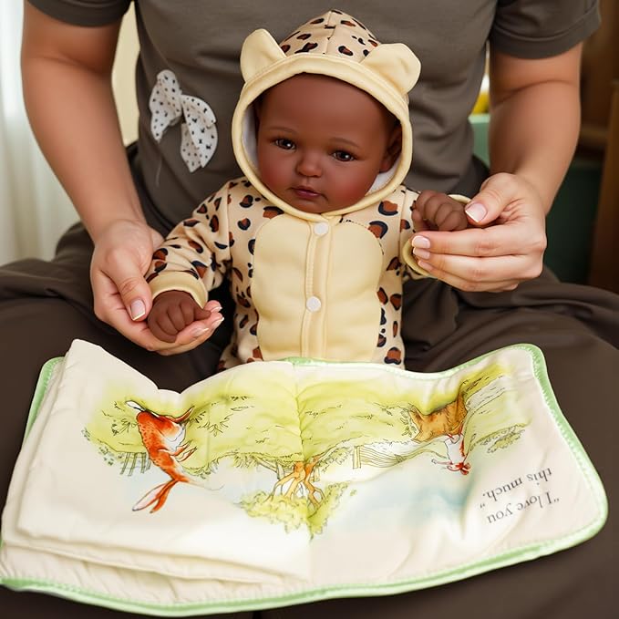 BABESIDE Adorable Lifelike Black Baby Doll - 17" Handmade Realistic African American Baby Dolls with Premium Outfit & Accessories Pretend Play Gift for Kids Age 3+
