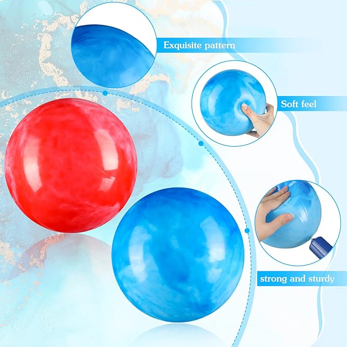 Sotiff 2 Pcs 8.5 Inch Large Inflatable Bouncing Balls Marbleized Bouncy Balls Colorful Inflatable Playground Ball for Adults Pet Party Supplies Beach PVC(8.5 Inch,Red,Blue)