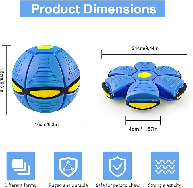 Magic Bouncing Ball Pop Up Balls – Light Up Magic Meta Ball Toy with 6 Light – Dual-Form Bouncy Balls Indoor Outdoor Play – Transforming Toy for Parent-Child Interaction (Blue)