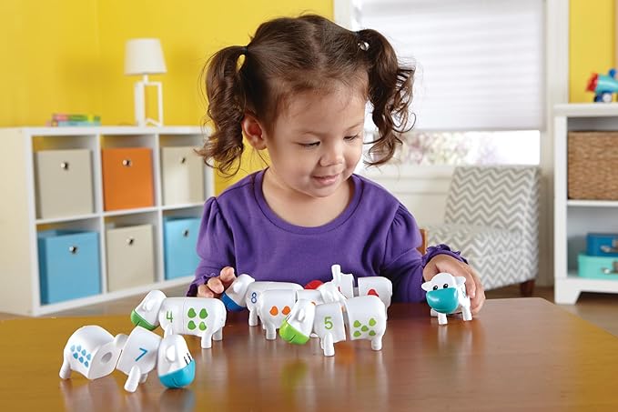 Learning Resources Snap-n-Learn Counting Cows Toy Set - Toddler Toys, Farm Animals, Color Sorting, Fine Motor Skills, Barn Pre K Activities, Preschool, Math Manipulatives, Matching Games