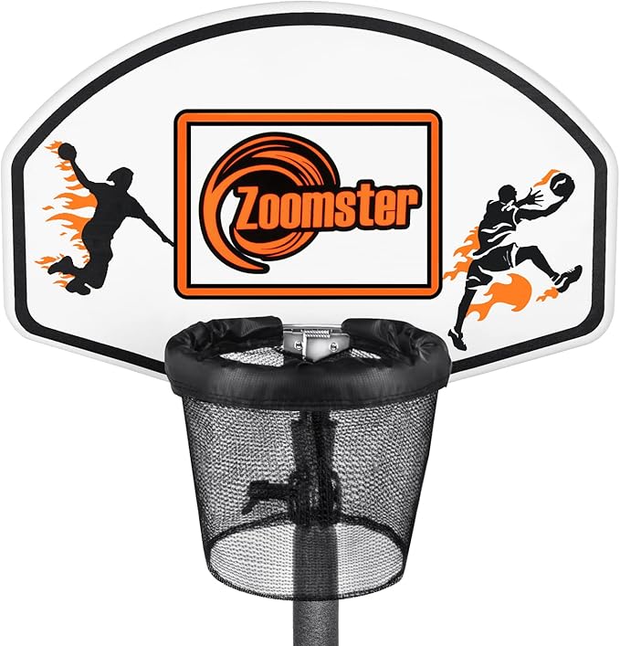 Trampoline Basketball Hoop with Mini Basketball Easy to Install Basketball Hoop for Trampoline Fit for Straight Pole and Curved Pole