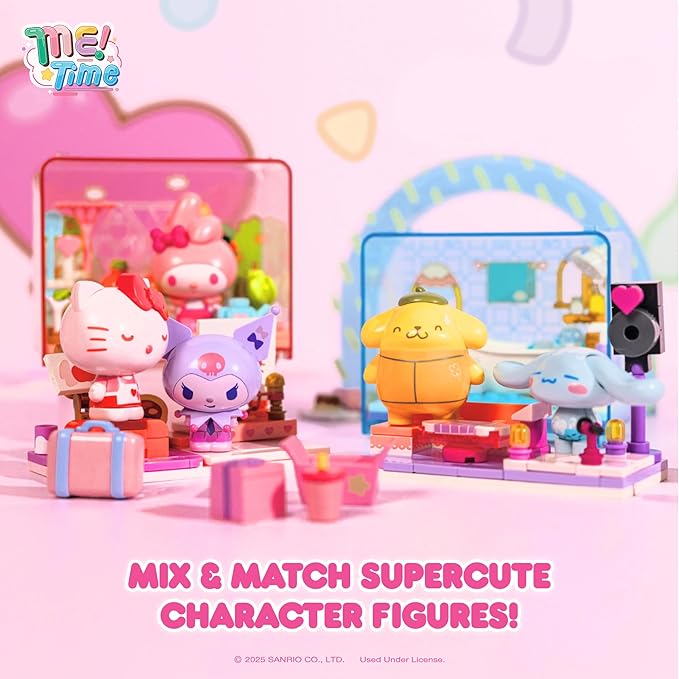 Hamee Sanrio Hello Kitty and Friends 'Me Time' Cute Building Blocks Blind Box – 1 Pc. Mystery Set (Birthday Gift, Party Favor, Gift Basket Filler, Stress Relief, Collectible Toy, Relaxation)