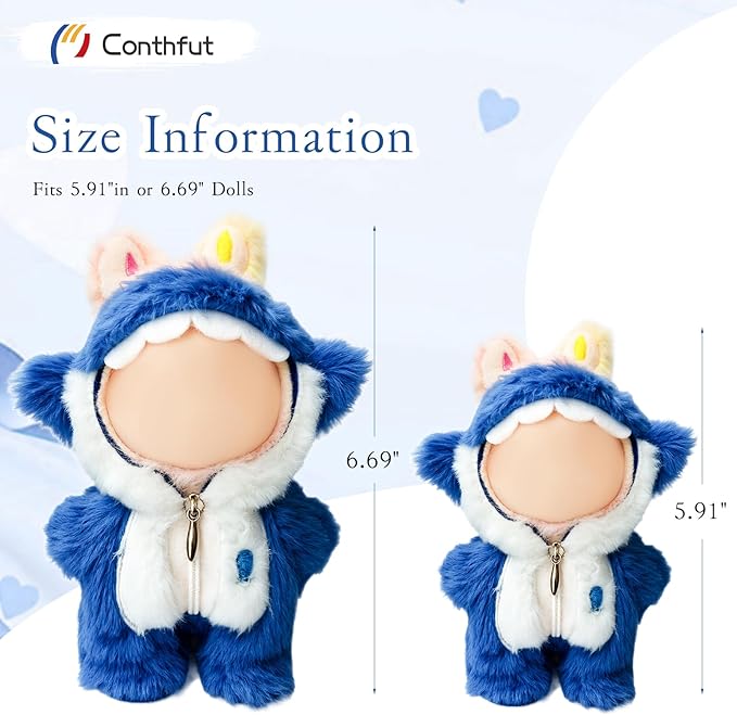 17cm Doll Clothes, Clothes for Dolls Outfit, Accessories for Dolls Clothes, Cute Clothes Set for Doll,No Doll Included(Blue Shark)