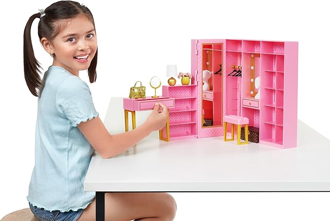 Mini Brands Mini Fashion Dream Wardrobe by ZURU with Exclusive Metallic Mini Fashion Bag and 25+ Storage Areas to Hold Doll Accessories Gift