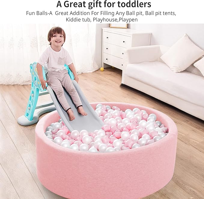 STARBOLO Ball Pit Balls for Toddlers Pack of 100 200 500 - BPA&Phthalate Free Non-Toxic Crush Proof Soft Plastic Balls for 1-5Years Old Toddlers Girl Kids Birthday Pool Playpen Tent Party