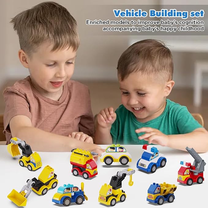 Building Blocks for Toddlers 2-5, 89 PCS Blocks Car Set for Kids Classic Large Building Bricks Compatible with Major Brands Educational Toys for All Ages