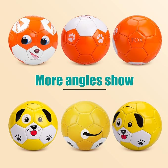 Toddler Soccer Ball Size 2 Size 3 - Small Soft Kids Ball 2 Pack for Ages 1-5 3-8 - Cartoon Sports Toy Boys Girls - Easter Basket Stuffers for Toddlers Kids - Soccer Gift for Indoor Outdoor Games