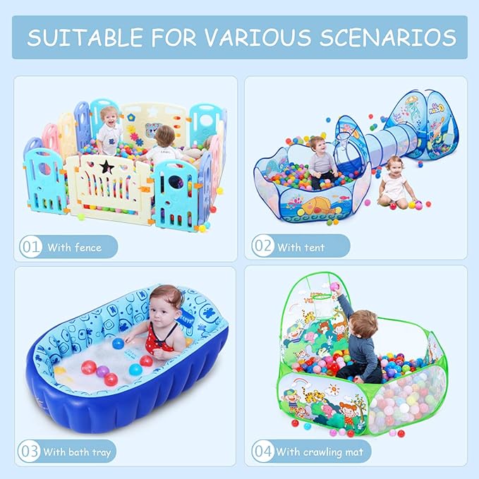 TRENDBOX Ball Pit Balls Plastic Balls for Ball Pit Pool Playpen Babies Kids Children Birthday Parties