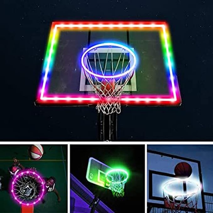 Green Bean LED Basketball Hoop Light Rim and Backboard, Remote Control Basketball Rim Light with 16 Colors 7 Flashing Mode for Playing Basketball in The Dark (Rim and Backboard not Included)