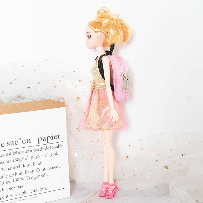 SOTOGO 10 Pieces Doll Backpacks Mini Dolls Zipper Backpack Dollhouse Accessory Bags Doll Accessories for Daily Supplies