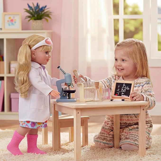 BABESIDE American Realistic Baby Doll Girl, 16 Inch Pretend Play Dolls Set, Long Gold Ponytail Complete with Clothes and Toy Accessories Gift for Kids Age 3+
