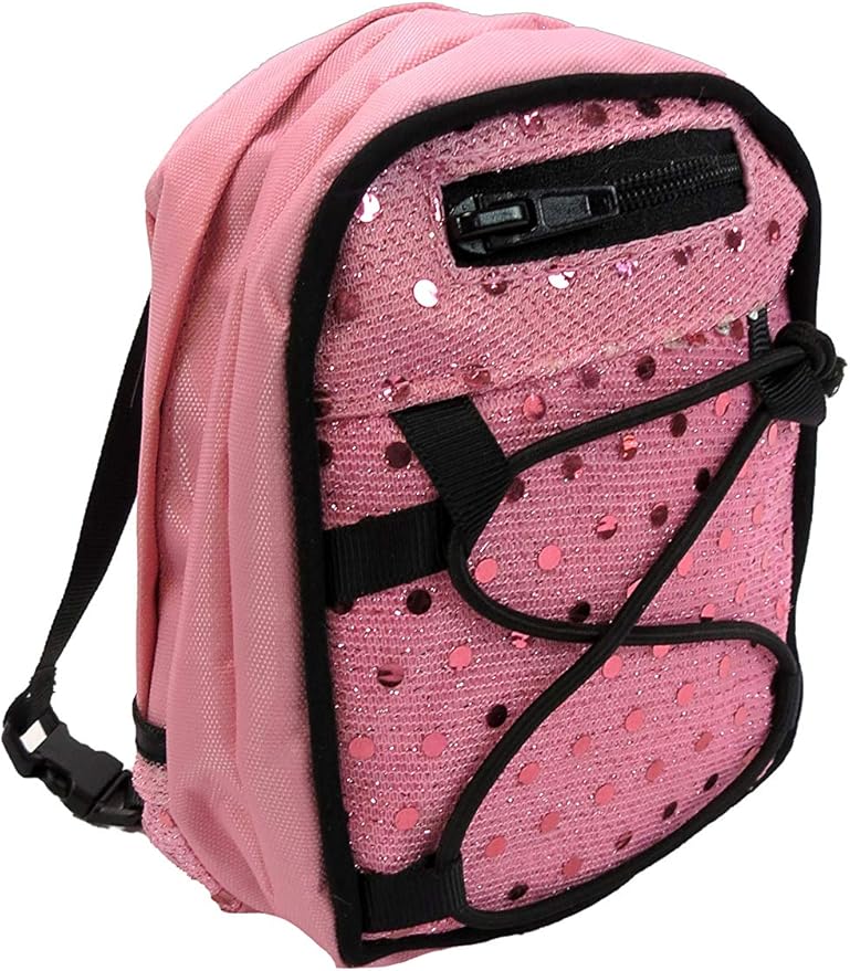 American Fashion World Doll Pink Sequin School Backpack for 14-Inch Dolls | Premium Quality & Trendy Design | Dolls Accessories | Perfect Fit for Popular Brands