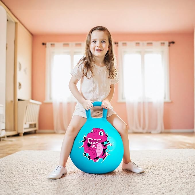 EVERICH TOY Hopper Ball for Kids 4-8, 18In Dinosaur Hoppity Hop Ball, Sit On Bouncy Balls with Handle, Indoor Outdoor Easter Basket Stuffers Hopping Toys Gifts for Boys Girls