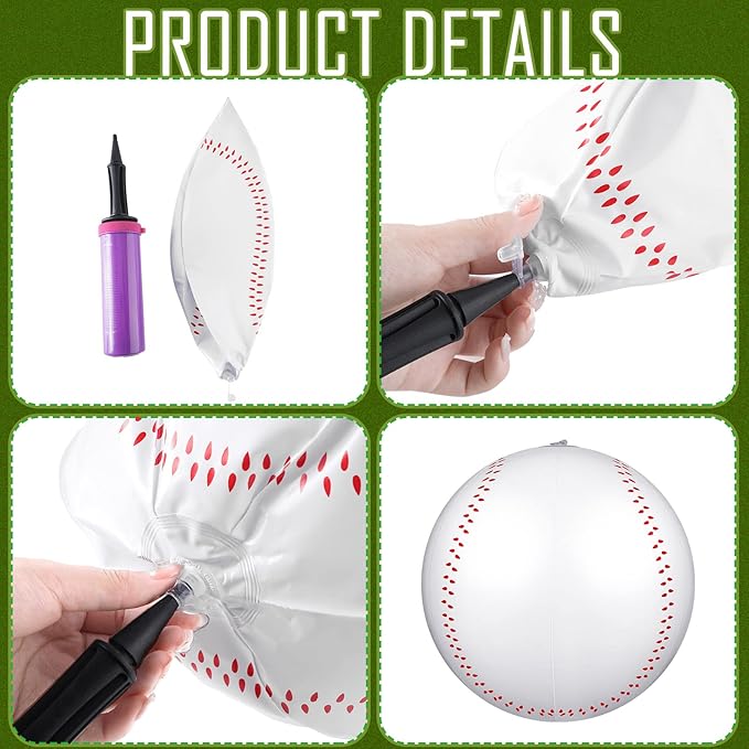 Bencailor 6 Pack Inflatable Baseball 12. 6" Blow up Beach Ball Large Sport Pool Ball with Pump Swimming Pool Party Favor for Kids Boys Girls Adults Teens Gift Summer Outdoor Game Decorations(6 Pack)