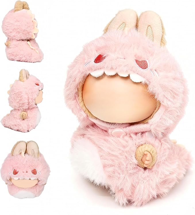 Clothes for labubu 17cm Accessories Suit Cute Clothes for Doll Dress up Animal Style Outfits (NO Doll)（Pink Dinosaur）
