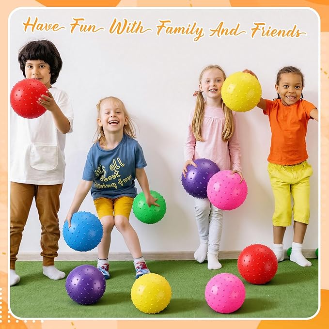 Bouncy Spiky Sensory Ball - Inflatable Massage Stress Fidget Toy Playground Balls for School Party Favors Outdoor Indoor