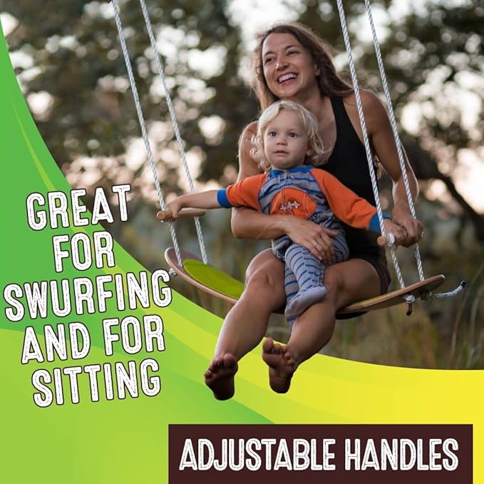 Swurfer Stand Up TreeSkate Outdoor Swing - Tree Swing for Kids with Adjustable Handles, Kids Outdoor Play Equipment, Durable, Weatherproof, Easy Installation, Holds Up to 200 lbs, Ages 6+ (Bamboo)