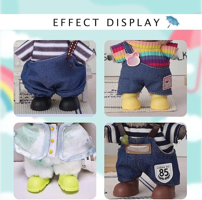 Shoes for 17cm Doll(No Dolls), 5 Colors Available, Adding a Cute and Stylish Touch to Your 17cm Dolls，Silicone Doll Rain Shoes Boots(Red, Orange, Light Purple, Yellow, Light Green